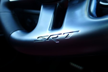 Steering wheel detail of 2012 Chrysler 300 SRT8