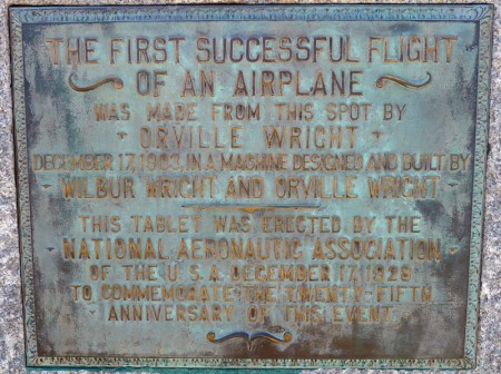 Plaque for the first successful flight at the Wright Brothers National Memorial