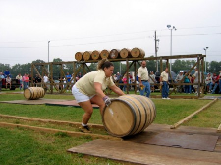 Barrel Rolling Competition at the Annual Kentucky Bourbon Festival in Bardstown, Kentucky