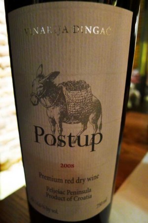 Postup is a Plavac Mali from Dingač Vinarija winery, an unusual Croatian varietal at Bestia in downtown Los Angeles