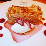 A strawberry mille feuille with chantilly cream and a moscato gelato at Sirio Ristorante