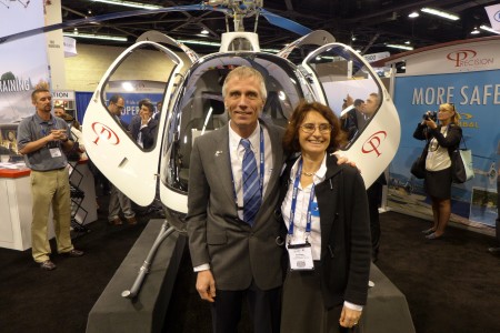 husband and wife bruno and veronique guimbal at heli-expo 2014