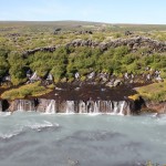 Pristine landscape over a waterfall in Iceland