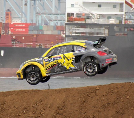 Tanner Foust, from USA, in his Rallycross SuperCar