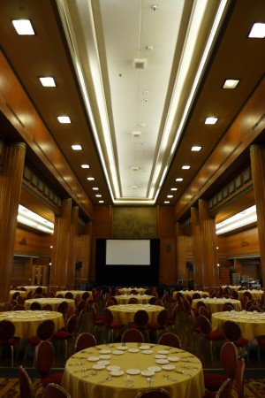 One of the ballrooms aboard The Queen Mary where business meetings and weddings are held