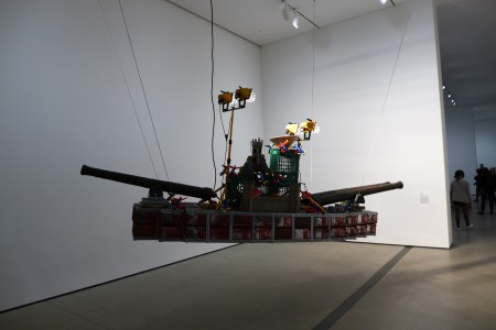 Burden's "Bateau de Guerre" is made up of 172 metal gasoline cans and weighs about 400 pounds