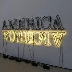 "Double America 2" is Glenn Ligon's most recent work and is crafted of neon and paint