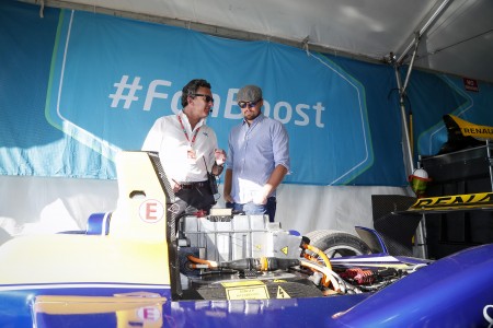 Leonardo DiCaprio with Formula E CEO Alejandro Agag